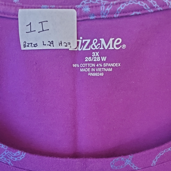 Catherines short sleeve Top 3X chain print swirls, 96% Cotton 4% Spandex Magenta - Picture 3 of 6